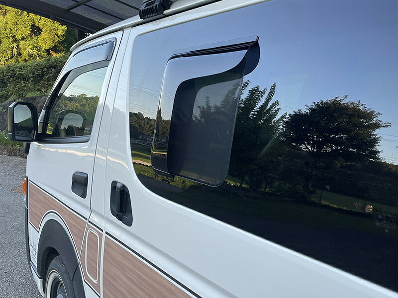 JDM TOYOTA HIACE 200 Commuter Ventury Rear Window Side Wind deflectors Window Visor (*sold as pair) - RHD parts [200k-kmd-ds]