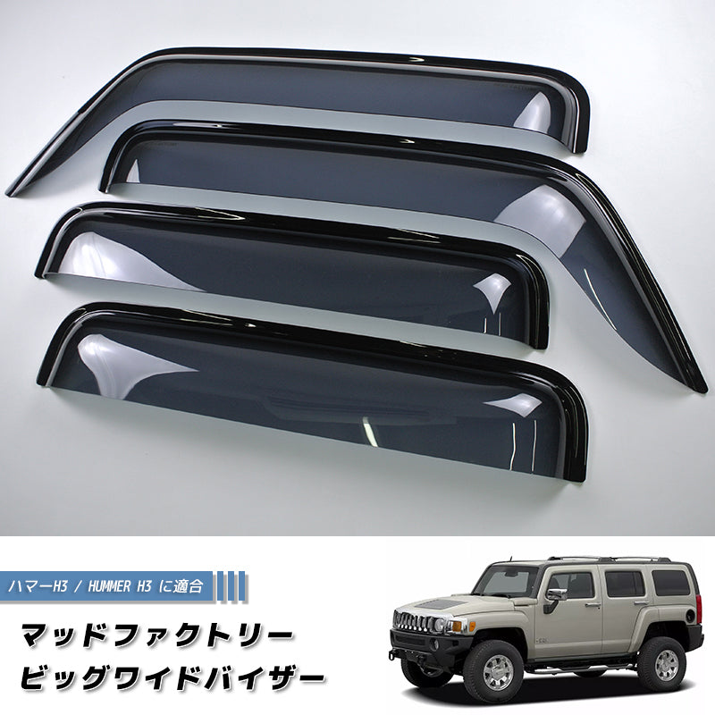JDM Hammer H3 / H3T /H3 Alpha Dark Smoke Wind deflectors Window Visor - RHD parts [H3-BIG-DS]